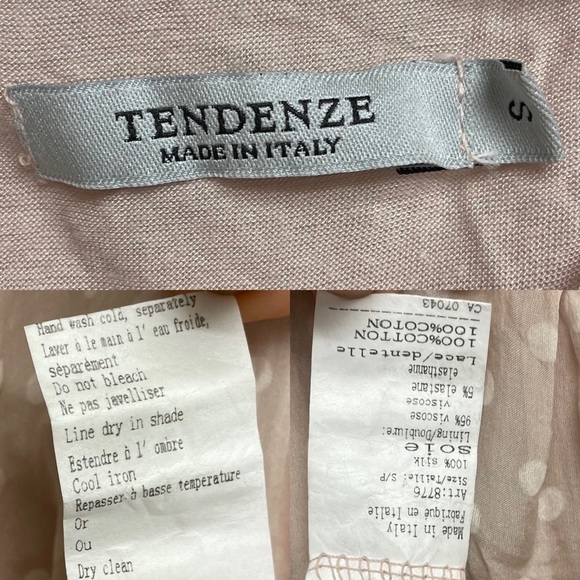 TENDENZE Made In Italy Sleeveless Silk Blouse Tank Top Polka Dot Pink White S - Picture 4 of 4